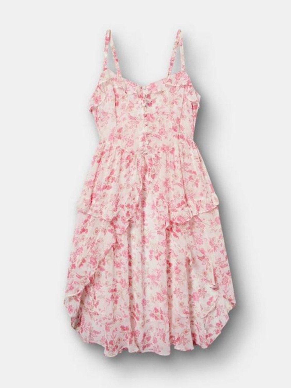 Pink Floral High-Low Ruffled Tank Top - Picture 7 of 8